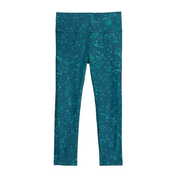 Athleta Leggings Size Extra Small XS Teal Splatter Ultimate Stash Pocket‎ Crop - Picture 1 of 9